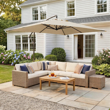 3x2m Cantilever Banana Parasol with Crank Handle and Steel Pole - Black