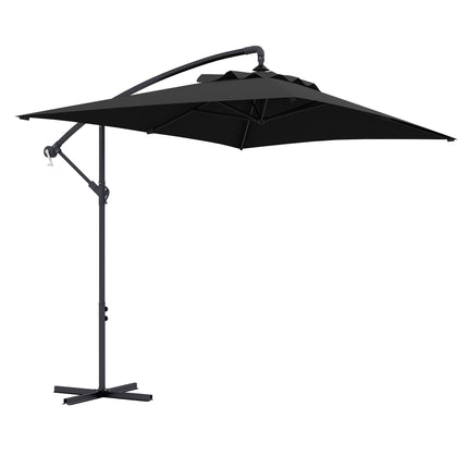 3x2m Banana Cantilever Parasol with Crank Handle and Steel Pole - Grey