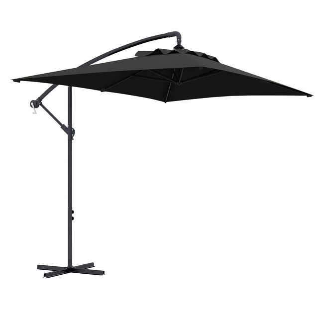 3x2m Banana Cantilever Parasol with Crank Handle and Steel Pole - Grey