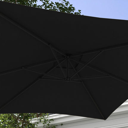 3x2m Banana Cantilever Parasol with Crank Handle and Steel Pole - Grey