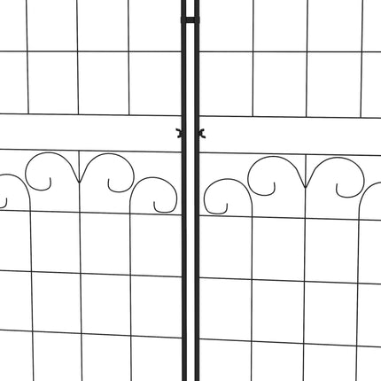 Set of 2 Metal Garden Trellis Panels 180x50cm Powder Coated Floral Design - Black