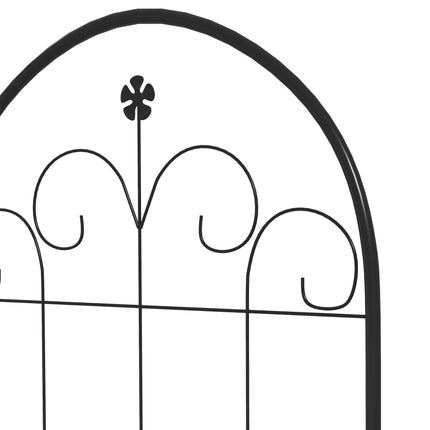 Set of 2 Metal Garden Trellis Panels 180x50cm Powder Coated Floral Design - Black