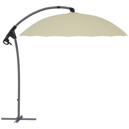 2.7m Cantilever Garden Parasol with Cross Base Crank Mechanism - Beige