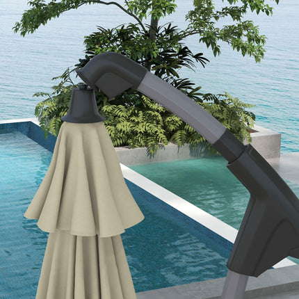 2.7m Cantilever Garden Parasol with Cross Base Crank Mechanism - Beige