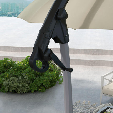 2.7m Cantilever Garden Parasol with Cross Base Crank Mechanism - Beige