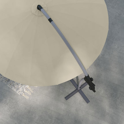 2.7m Cantilever Garden Parasol with Cross Base Crank Mechanism - Beige
