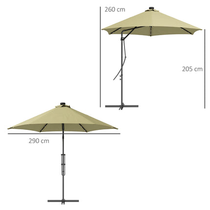 3 Metre Cantilever Garden Parasol with Solar LED and Waterproof Cover - Beige