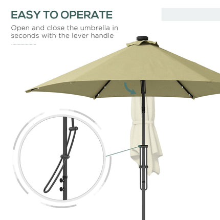 3 Metre Cantilever Garden Parasol with Solar LED and Waterproof Cover - Beige