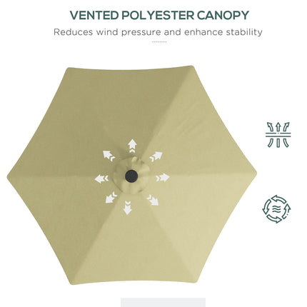3 Metre Cantilever Garden Parasol with Solar LED and Waterproof Cover - Beige