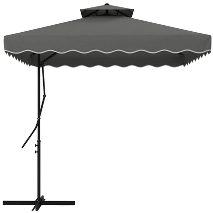 2.5m Square Cantilever Garden Parasol with Ruffled Canopy - Dark Grey