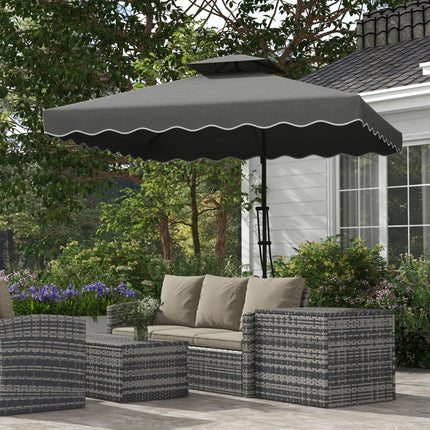 2.5m Square Cantilever Garden Parasol with Ruffled Canopy - Dark Grey