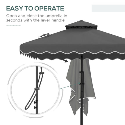 2.5m Square Cantilever Garden Parasol with Ruffled Canopy - Dark Grey