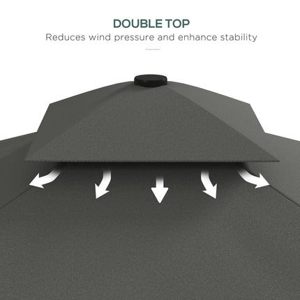 2.5m Square Cantilever Garden Parasol with Ruffled Canopy - Dark Grey
