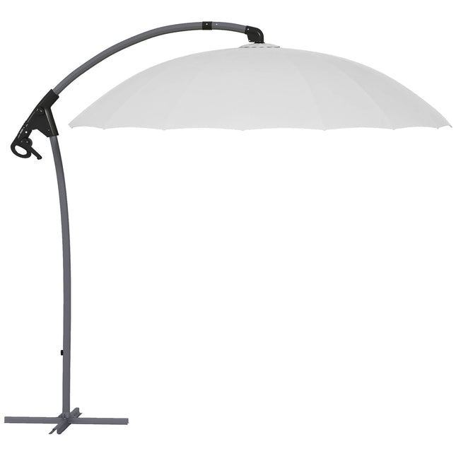 2.7m Cantilever Parasol with Cross Base and Crank Handle - Grey