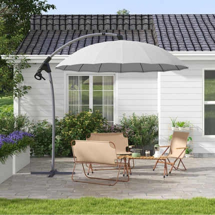 2.7m Cantilever Parasol with Cross Base and Crank Handle - Grey