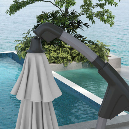 2.7m Cantilever Parasol with Cross Base and Crank Handle - Grey