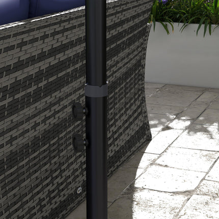3x2m Rectangular Cantilever Parasol with Crank Handle and Cross Base - Grey