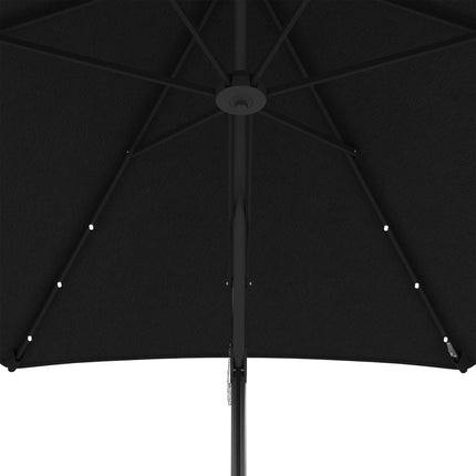 3 Metre Cantilever Garden Parasol with Solar LED and Waterproof Cover - Black