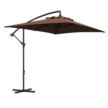 3x2m Cantilever Parasol Set with Crank Handle and Steel Pole - Banana Yellow