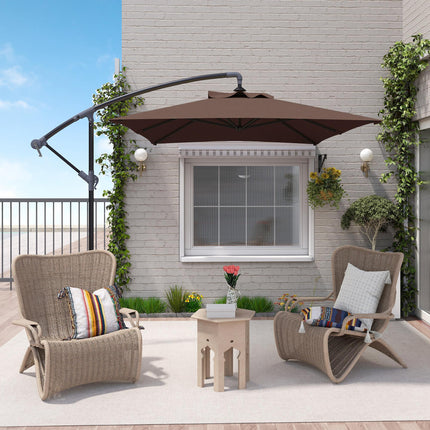 3x2m Cantilever Parasol Set with Crank Handle and Steel Pole - Banana Yellow