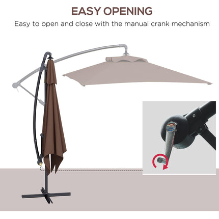 3x2m Cantilever Parasol Set with Crank Handle and Steel Pole - Banana Yellow