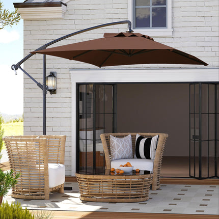 3x2m Cantilever Parasol Set with Crank Handle and Steel Pole - Banana Yellow