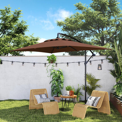 3x2m Cantilever Parasol Set with Crank Handle and Steel Pole - Banana Yellow