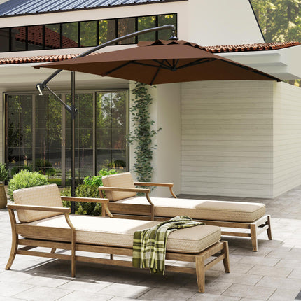 3x2m Cantilever Parasol Set with Crank Handle and Steel Pole - Banana Yellow