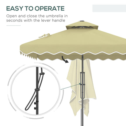 2.5m Square Cantilever Garden Parasol with Ruffled Canopy - Beige