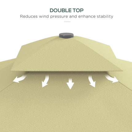 2.5m Square Cantilever Garden Parasol with Ruffled Canopy - Beige