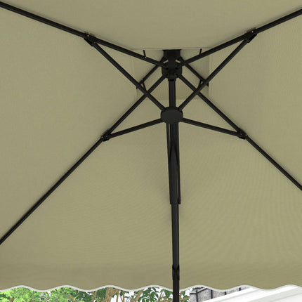 2.5m Square Cantilever Garden Parasol with Ruffled Canopy - Beige