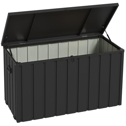 450L Galvanised Steel Garden Storage Box with Wheels - Dark Grey