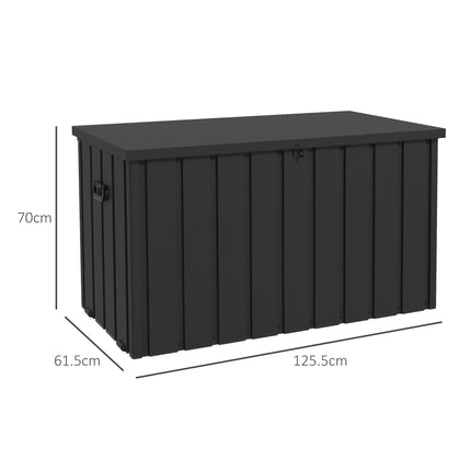 450L Galvanised Steel Garden Storage Box with Wheels - Dark Grey