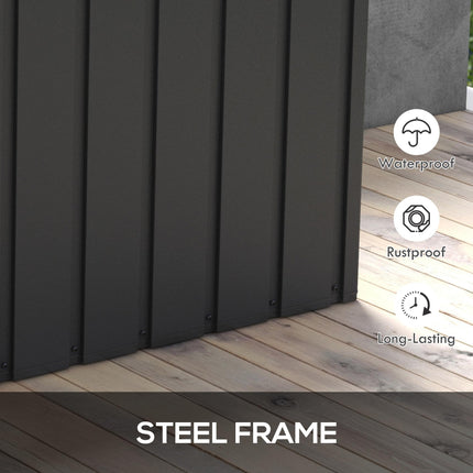 450L Galvanised Steel Garden Storage Box with Wheels - Dark Grey