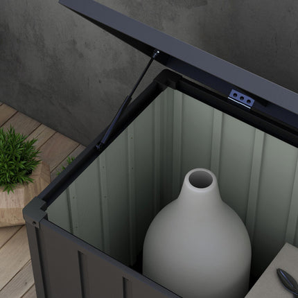 450L Galvanised Steel Garden Storage Box with Wheels - Dark Grey