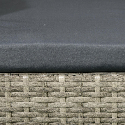 2 Piece Rattan Loveseat Set with Glass Table and Cushions - Mixed Grey