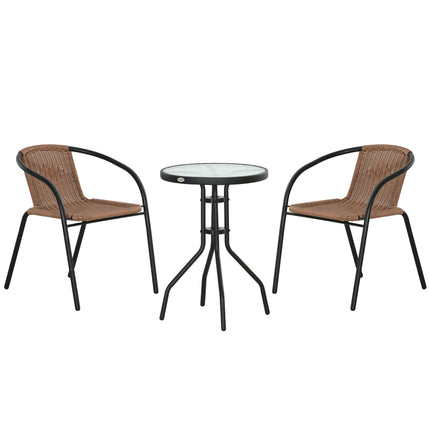 3 Pieces Rattan Bistro Set - Brown