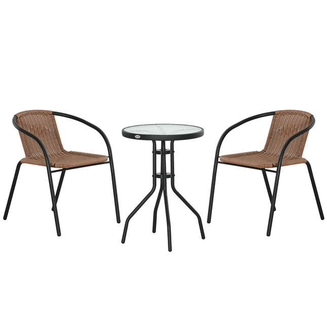 3 Pieces Rattan Bistro Set - Brown