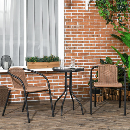 3 Pieces Rattan Bistro Set - Brown