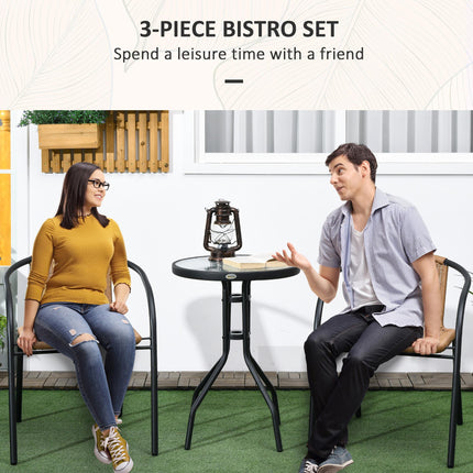 3 Pieces Rattan Bistro Set - Brown