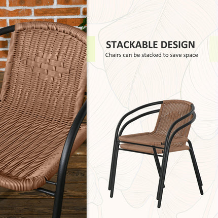 3 Pieces Rattan Bistro Set - Brown