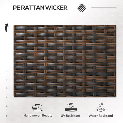 Two-Seat Rattan Chair with Tempered Glass Middle Table - Brown