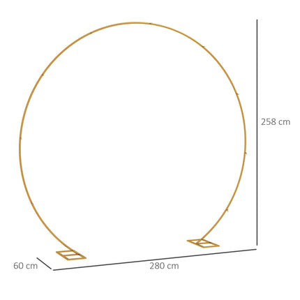 280cm Gold Backdrop Stand, Round Metal Wedding Arch for Birthday Party, Bridal Shower, Graduation, Ceremony