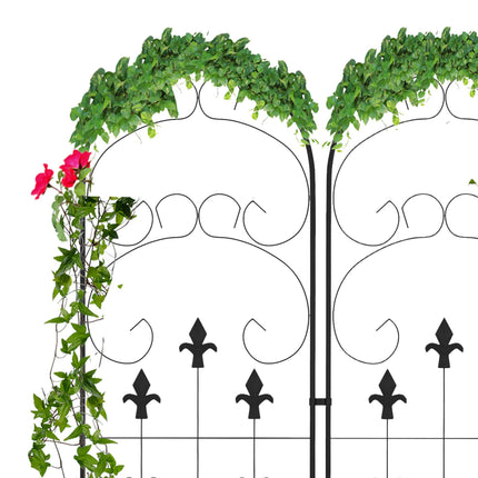 Set of 2 Metal Garden Trellis Panels 150x45cm with Scroll Design - Black