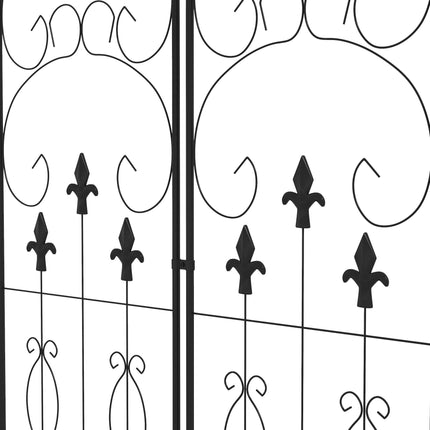 Set of 2 Metal Garden Trellis Panels 150x45cm with Scroll Design - Black