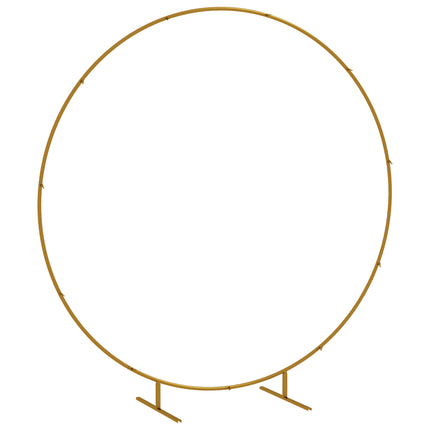 222cm Gold Tone Backdrop Stand, Round Metal Wedding Arch for Birthday Party, Bridal Shower, Graduation, Ceremony