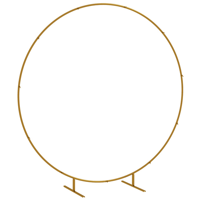 222cm Gold Tone Backdrop Stand, Round Metal Wedding Arch for Birthday Party, Bridal Shower, Graduation, Ceremony