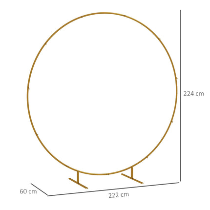 222cm Gold Tone Backdrop Stand, Round Metal Wedding Arch for Birthday Party, Bridal Shower, Graduation, Ceremony
