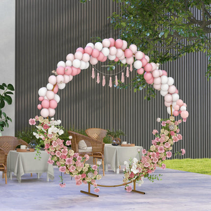 222cm Gold Tone Backdrop Stand, Round Metal Wedding Arch for Birthday Party, Bridal Shower, Graduation, Ceremony