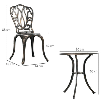 3 Piece Aluminium Garden Bistro Set with Umbrella Hole - Bronze